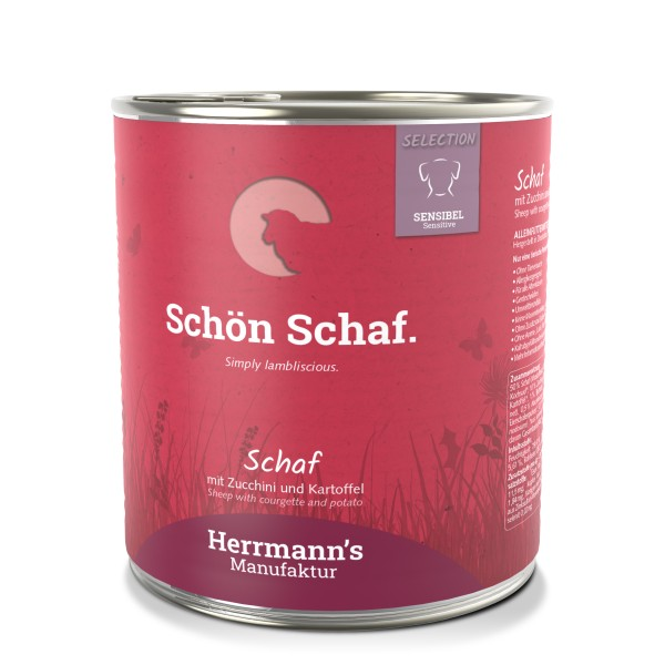 Herrmann's Hunde Dose - Schaf mit Zucchini und Kartoffeln - 800g Hunde Nassfutter sensibel