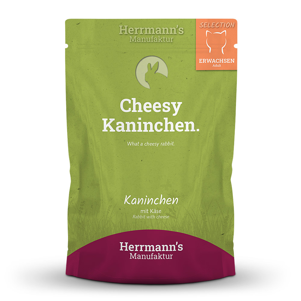 Herrmann's Katzen Pouches - Kaninchen und Käse - 100g Katzen Nassfutter