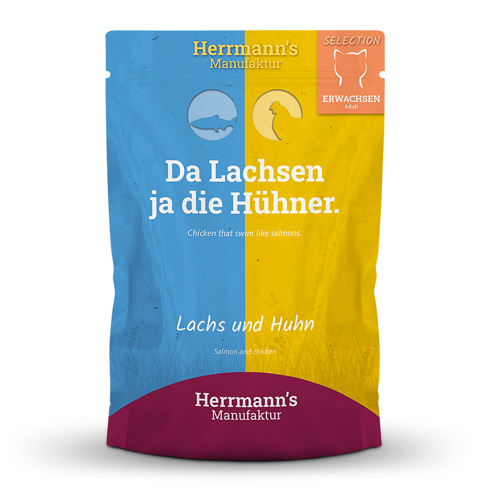 Herrmann's Katzen Pouches - Lachs und Huhn - 100g Katzen Nassfutter