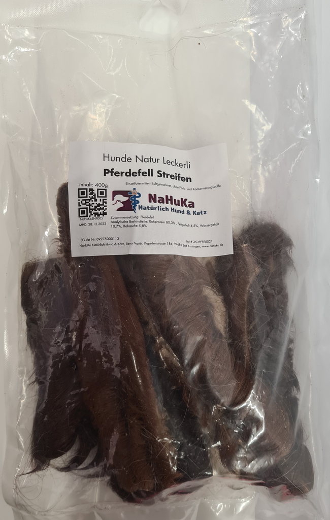 NaHuKa Natur Leckerli - Pferdefell Streifen 400g 