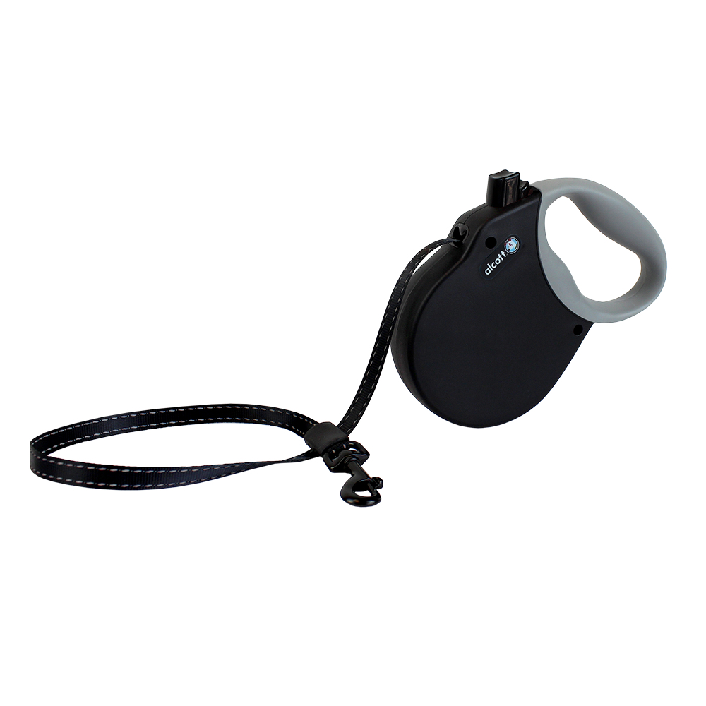 Alcott Adventure Automatik-Rollleine M schwarz 5m Gurt für Hunde bis 30kg