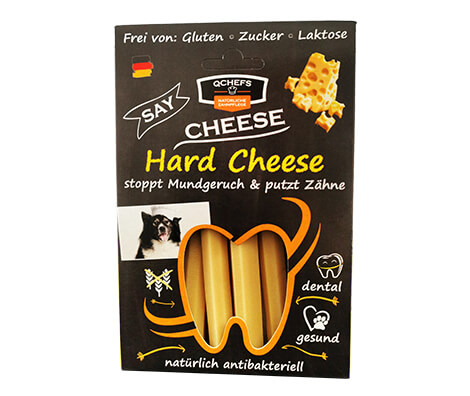 QCHEFS Hard Cheese Kauknochen für Hunde - 4Stk / 100g - Zahnpflege