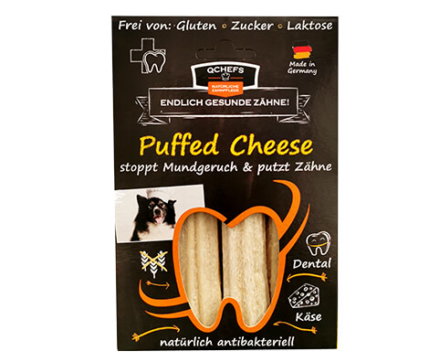 QCHEFS Puffed Cheese Kauknochen für Hunde 3Stk / 72g - Zahnpflege