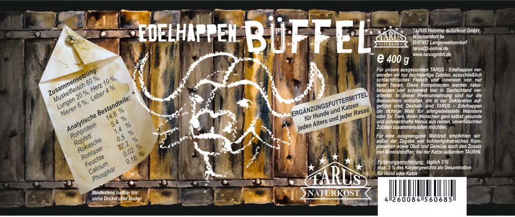 Tarus Edelhappen Büffel 400g pur - Reinfleischdose