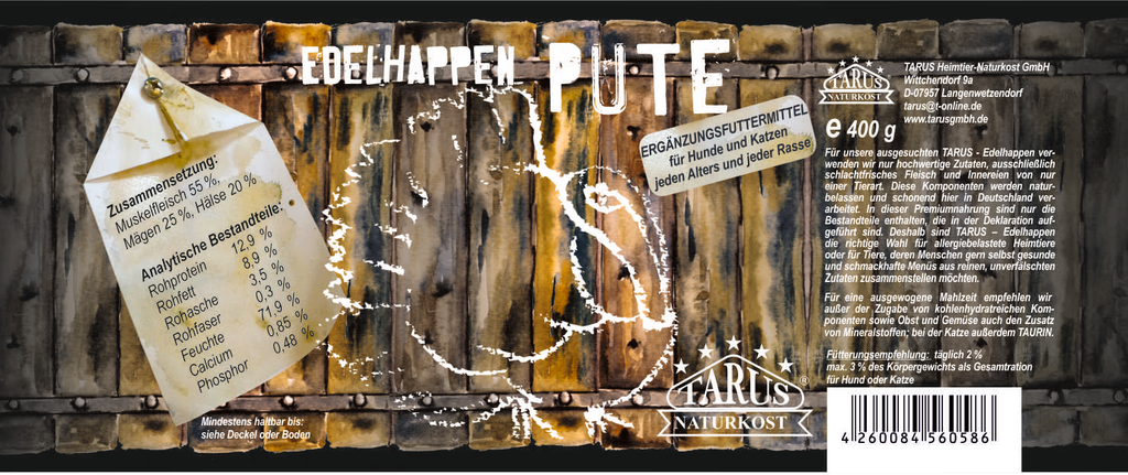 Tarus Edelhappen Pute 400g pur - Reinfleischdose