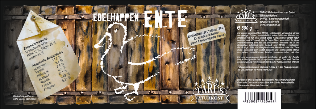 Tarus Edelhappen Ente 800g pur - Reinfleischdose