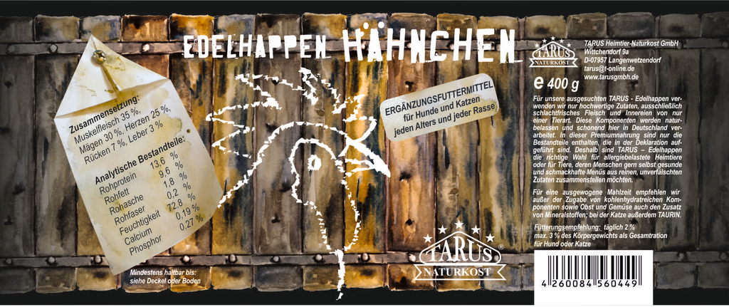 Tarus Edelhappen Hähnchen 400g pur - Reinfleischdose
