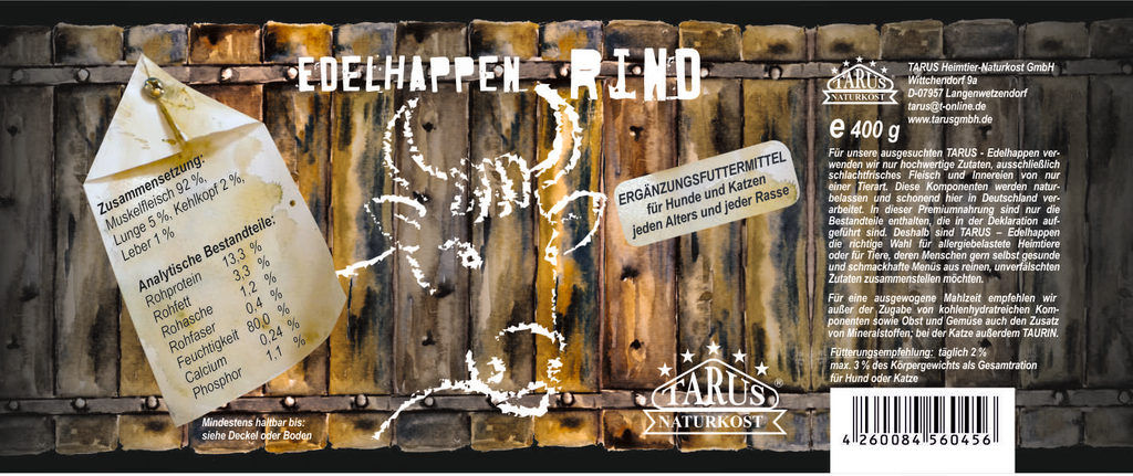 Tarus Edelhappen Rind 400g pur - Reinfleischdose