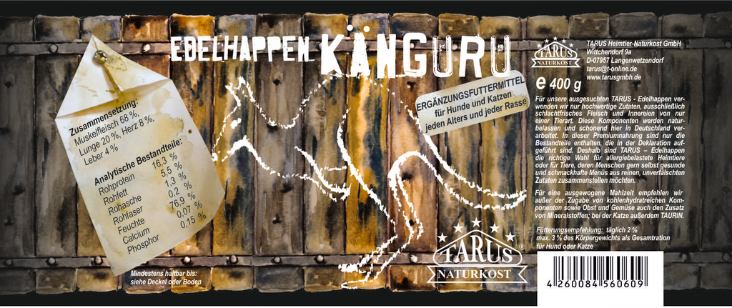 Tarus Edelhappen Känguru 400g pur - Reinfleischdose