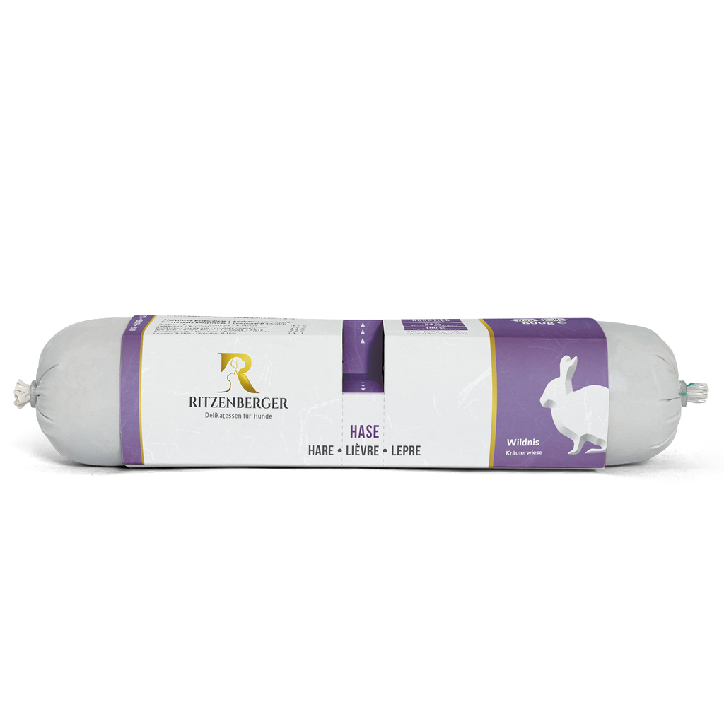 Ritzenberger Wildnis Menü Duo-Rolls - Hase Kräuterwiese 2x400g - Hunde und Katzenfutter