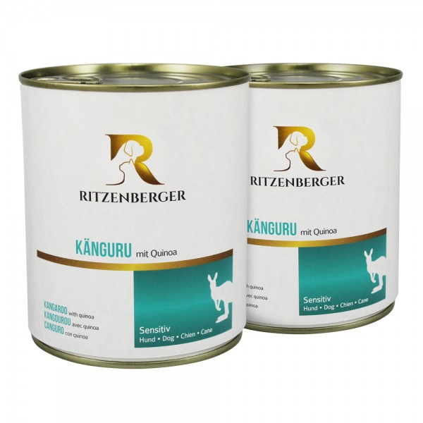 Ritzenberger Hunde Menü Dose -  Sensitiv Känguru mit Quinoa 800g - Hundefutter
