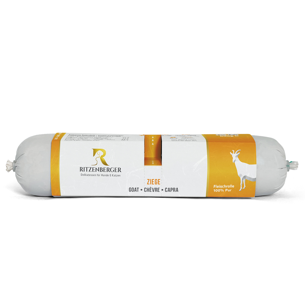 Ritzenberger Pure Fleischrolle Duo-Rolls - Ziege 2x400g - Hundefutter- Pur Monoprotein