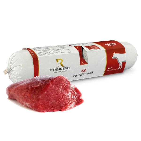 Ritzenberger Katzen Menü Duo Rolls - Rind mit Hüttenkäse & Apfel 2x175g - Katzenfutter