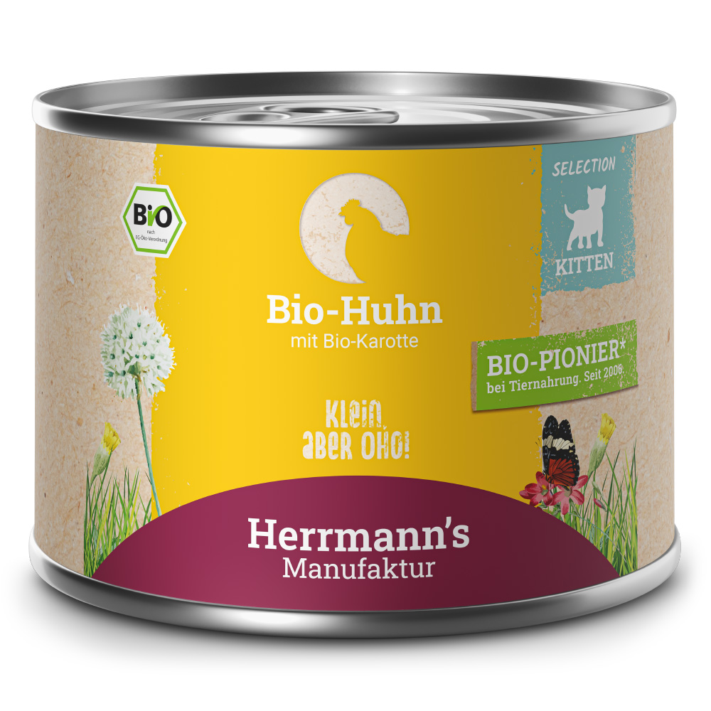 Herrmann's Kitten Dose - Kitten Bio-Huhn mit Karotte 200g