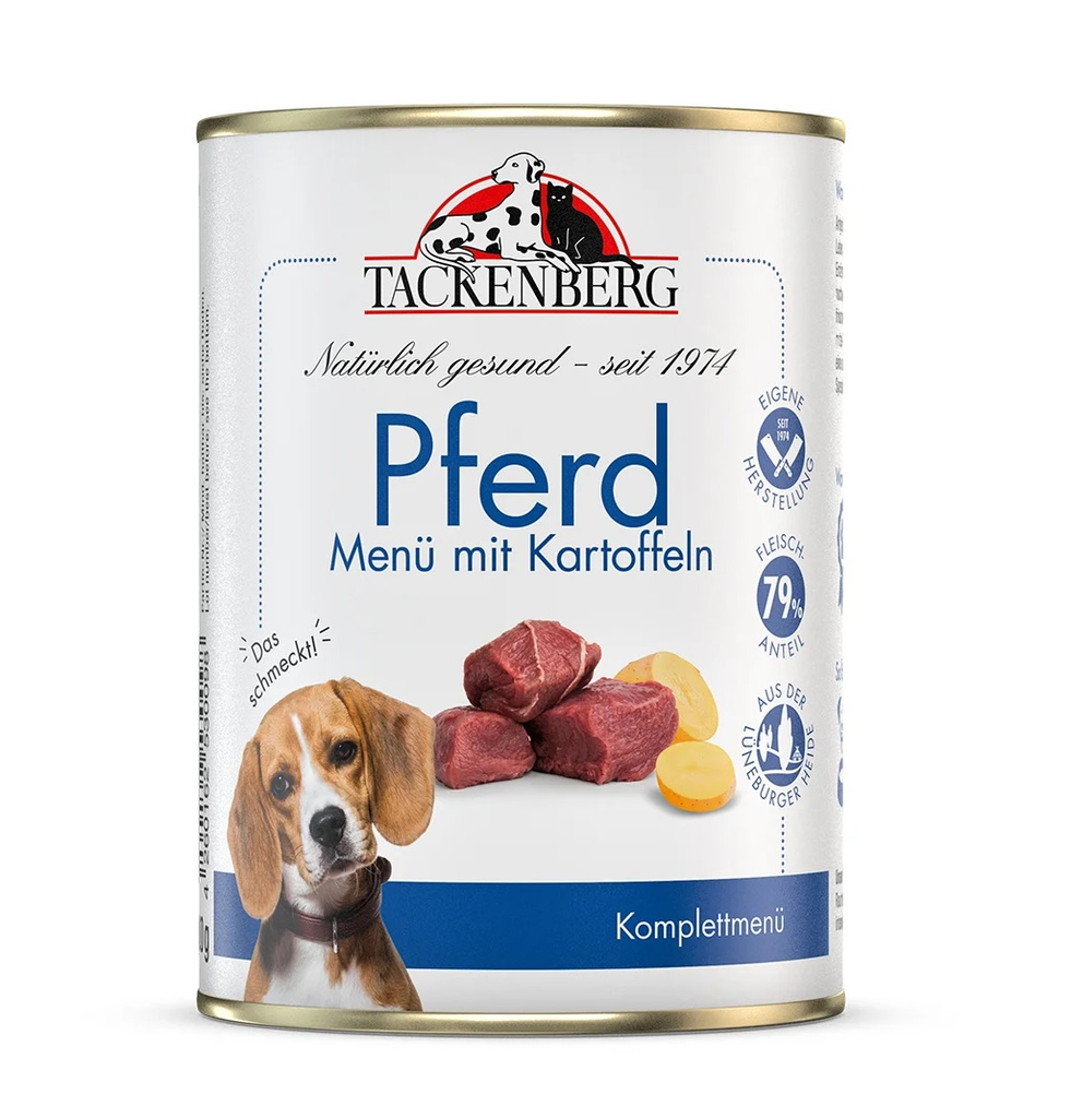 Tackenberg Menü Dose - Pferd mit Kartoffeln 400g Nassfutter für Hunde