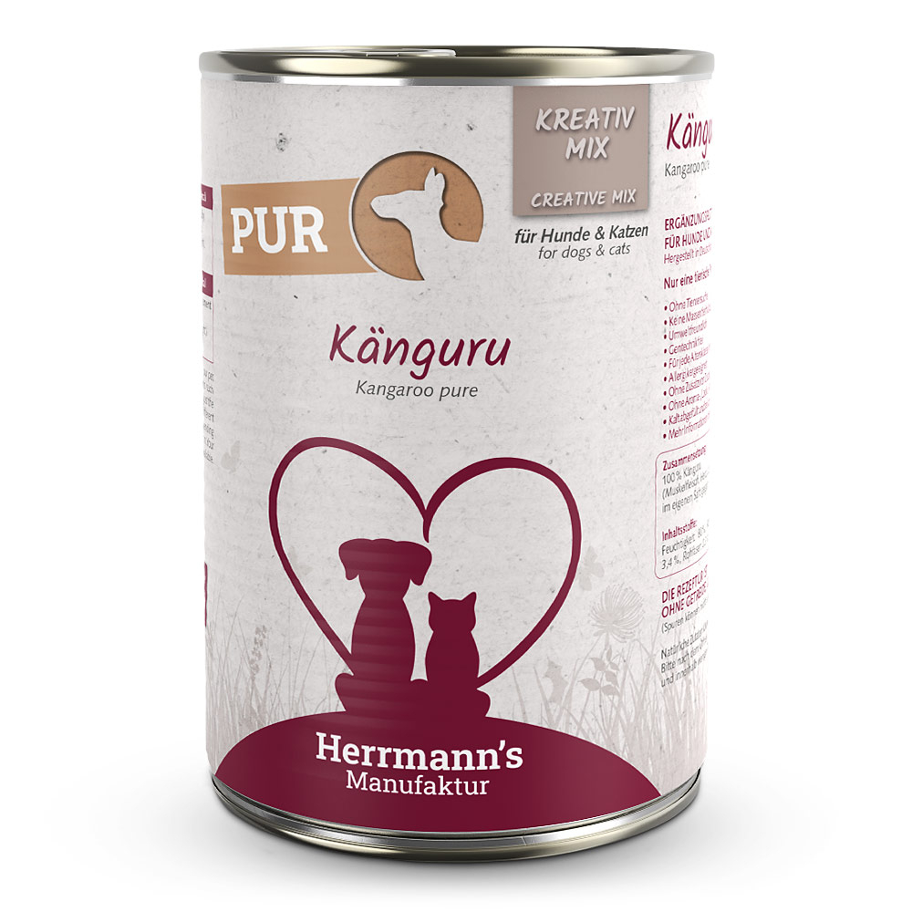 Herrmann's Reinfleisch Dose - Kreativ-Mix Känguru - 400g Single Protein Nassfutter