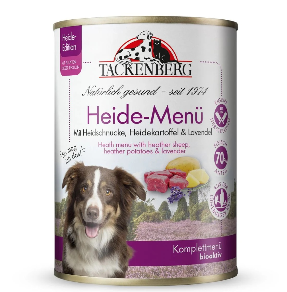 Tackenberg Menü Dose - Heidschnucke, Heidekartoffel & Lavendel 400g Nassfutter für Hunde
