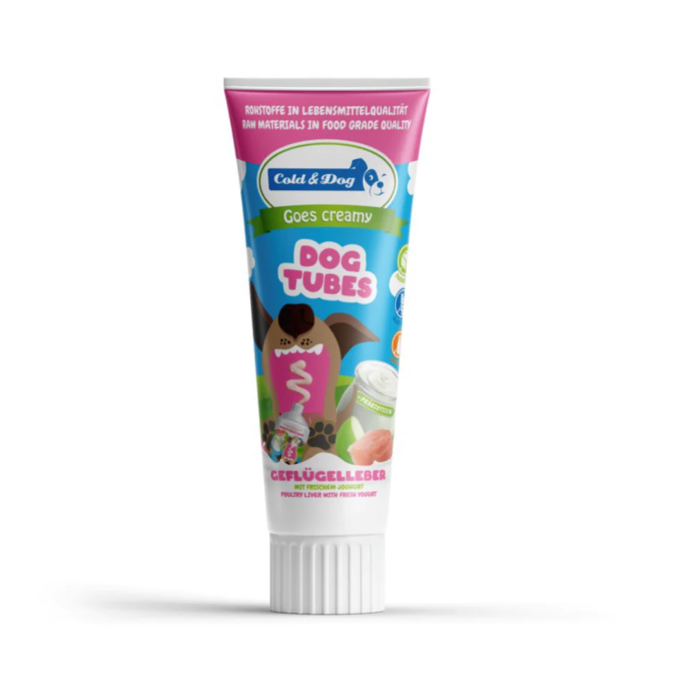 Cold & Dog - Dogtubes Leberwurst & Apfel - JoghurtSnack 75g