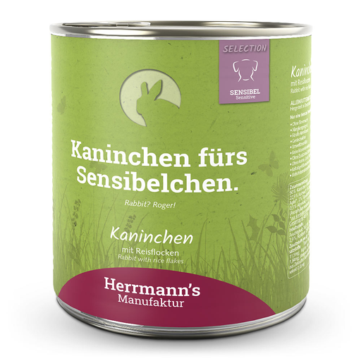 [HM009938] Herrmann's Hunde Dose - Kaninchen mit Reisflocken - 800g Hunde Nassfutter sensibel