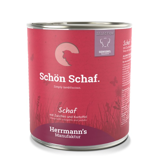 [HM009679] Herrmann's Hunde Dose - Schaf mit Zucchini und Kartoffeln - 800g Hunde Nassfutter sensibel