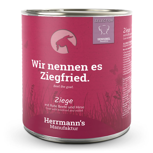 [HM009648] Herrmann's Hunde Dose - Ziege mit Rote Beete und Hirse - 800g Hunde Nassfutter sensibel