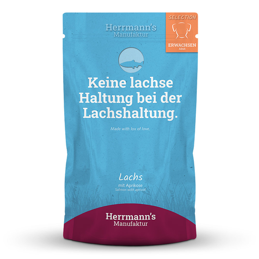 [HM009853] Herrmann's Hunde Pouches - Lachs mit Aprikose - 150g Hunde Nassfutter