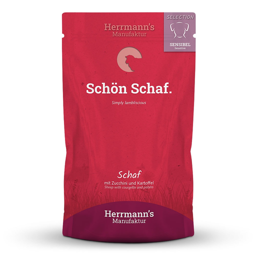 [HM009655] Herrmann's Hunde Pouches - Schaf mit Zucchini und Karotten  - 150g Hunde Nassfutter sensibel
