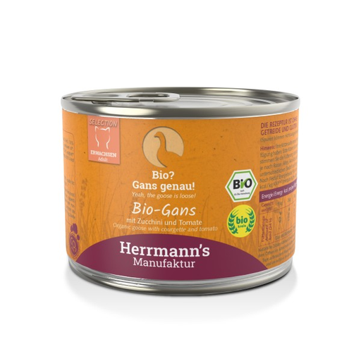 [HM-A7-200-1] Herrmann's Katzen Dose - Bio-Gans mit Zucchini und Tomaten - 200g Katzen Nassfutter