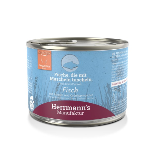 [HM-A10-200-1] Herrmann's Katzen Dose - Fisch mit Shrimps und Grünlippmuschel - 200g Katzen Nassfutter