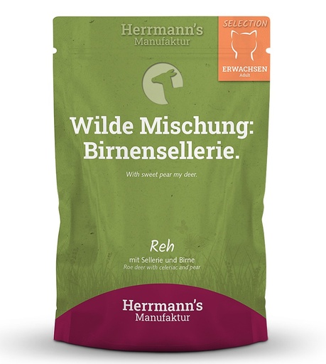 [HM-A8-100-1] Herrmann's Katzen Dose - Reh mit Sellerie und Birne - 100g Katzen Nassfutter