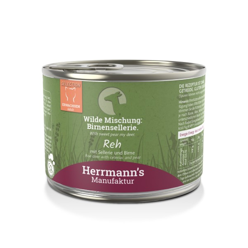 [HM-A8-200-1] Herrmann's Katzen Dose - Reh mit Sellerie und Birne - 200g Katzen Nassfutter