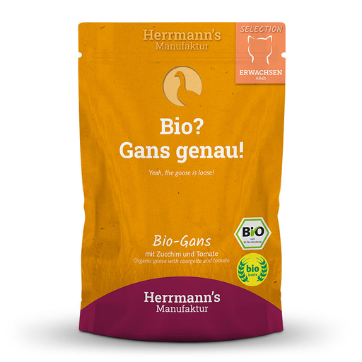 [HM007491] Herrmann's Katzen Pouches - Bio-Gans mit Zucchini und Tomaten - 100g Katzen Nassfutter