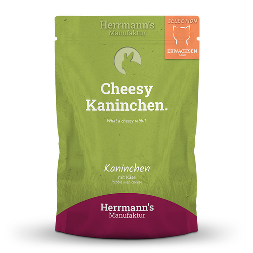 [HM009815] Herrmann's Katzen Pouches - Kaninchen und Käse - 100g Katzen Nassfutter