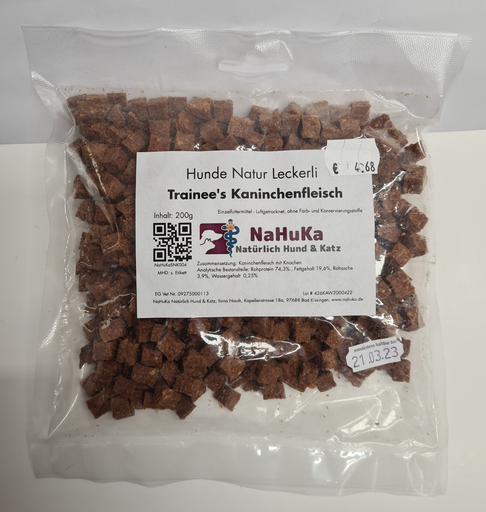 [NaHuKaSNK004] NaHuKa Natur Leckerli - Trainee's Kaninchenfleisch 200g 