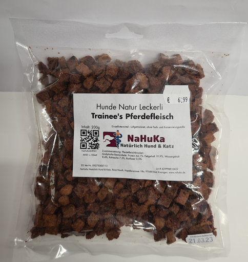 [NaHuKaSNP001] NaHuKa Natur Leckerli - Trainee's Pferdefleisch 200g
