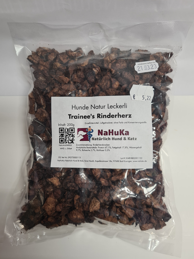 [NaHuKaSNR002] NaHuKa Natur Leckerli - Trainee's Rinderherz 200g 
