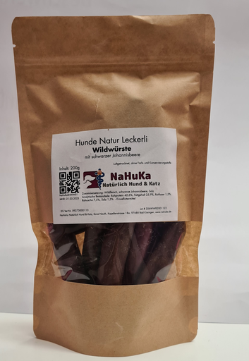 [NaHuKaSNWW01] NaHuKa Natur Leckerli - Wildwürstchen mit Johannisbeere 200g 