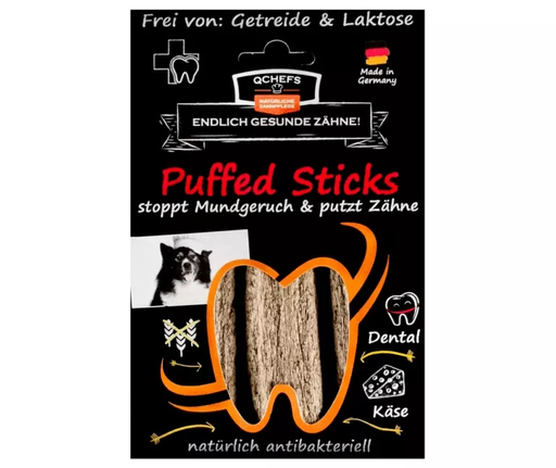 [QCV300] QCHEFS Puffed Sticks Kauknochen für Hunde - 3Stk / 72g - Zahnpflege