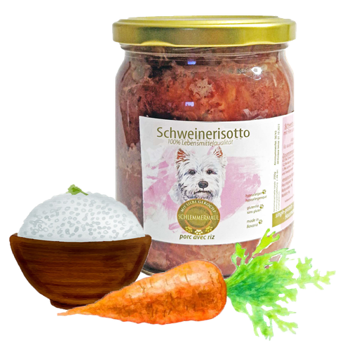 [SMHSr01400] Schlemmermaul Hunde Menü - Schweinerisotto 400g im Glas
