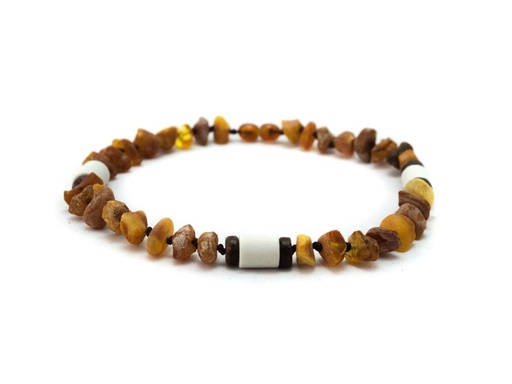 [P0007992] Bernsteinkette mit EM-Pipes - zertifiziert - 30cm lang