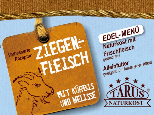 [P0008122] Tarus Naturkost Hund - Edel Menü Dose: Ziegenfleisch mit Kürbis & Melisse 400g