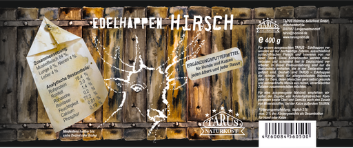 [T9405] Tarus Edelhappen Hirsch 400g pur - Reinfleischdose
