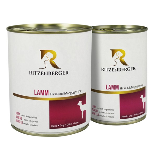 [P0008213] Ritzenberger Hunde Menü Dose -  Lamm mit Hirse & Gemüse 800g - Hundefutter