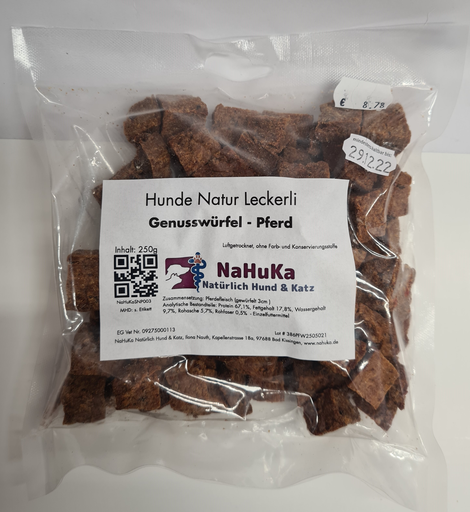 [P0008367] NaHuKa Natur Leckerli - Genusswürfel Pferd 250g