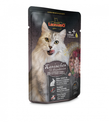 [P0008414] LEONARDO® Pouches 85g Kaninchen & Cranberries - Frischebeutel