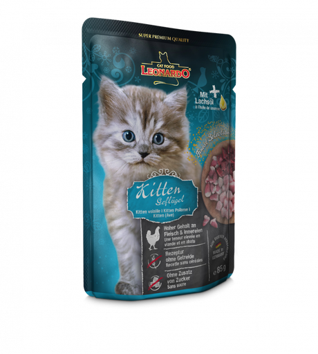 [P0008415] LEONARDO® Pouches 85g Kitten: Geflügel - Frischebeutel