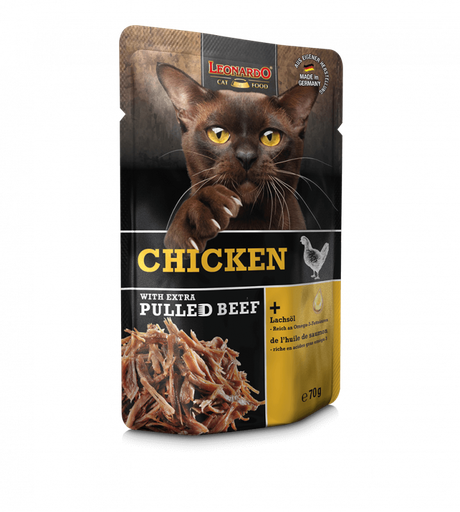 [P0008606] LEONARDO® Pouches + extra pulled Beef - Chicken 70g