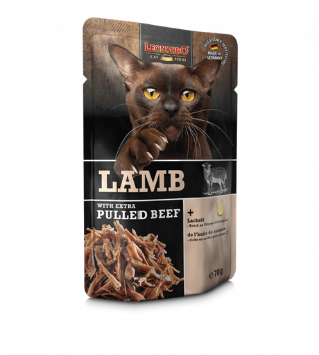 [P0008607] LEONARDO® Pouches + extra pulled Beef - Lamb 70g