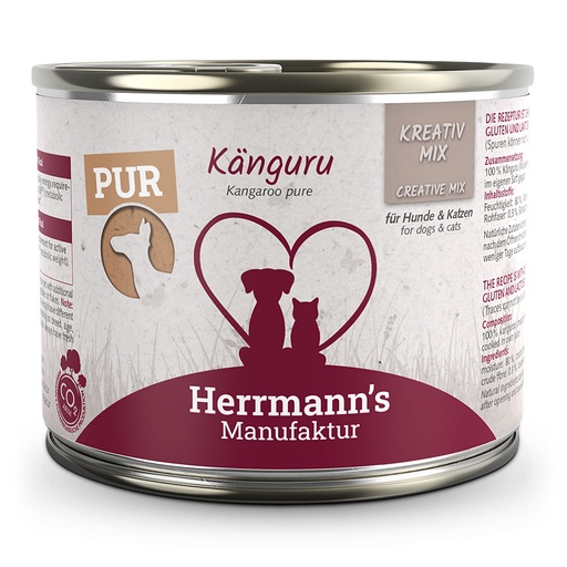 [HM009976] Herrmann's Reinfleisch Dose - Kreativ-Mix Känguru - 200g Single Protein Nassfutter