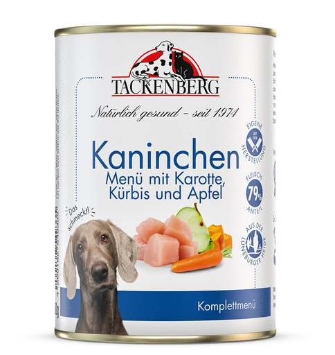 [Tb226040001] Tackenberg Menü Dose - Kaninchen mit Karotte, Kürbis und Apfel 400g Nassfutter für Hunde